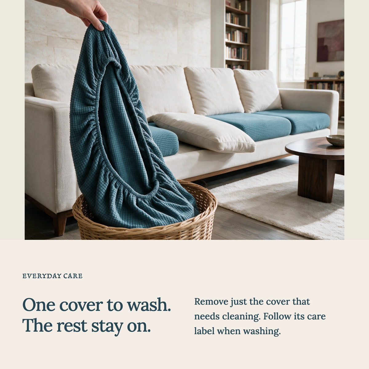 Housse de coussin de canapé Jacquard · Bleu ciel · Extensible — Lavez une housse sans retirer les autres