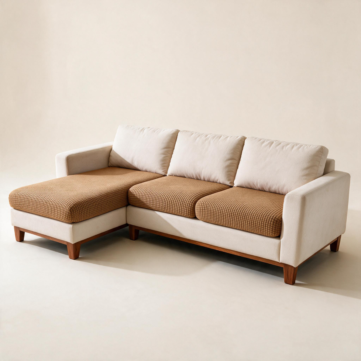 Housse de coussin de canapé Jacquard · Tabac · Extensible — Vue d’ensemble