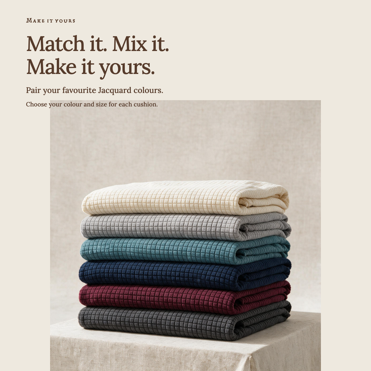 Housse de coussin de canapé Jacquard · Tabac · Extensible — Associez les couleurs à votre intérieur