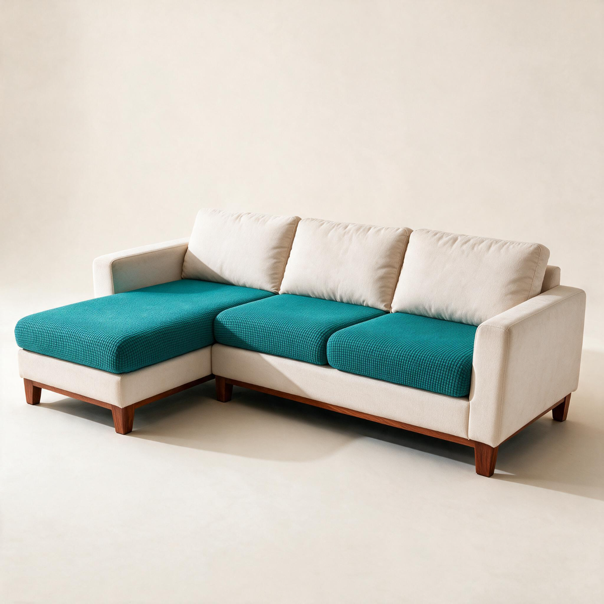 Housse de coussin de canapé Jacquard · Bleu canard · Extensible — Vue d’ensemble