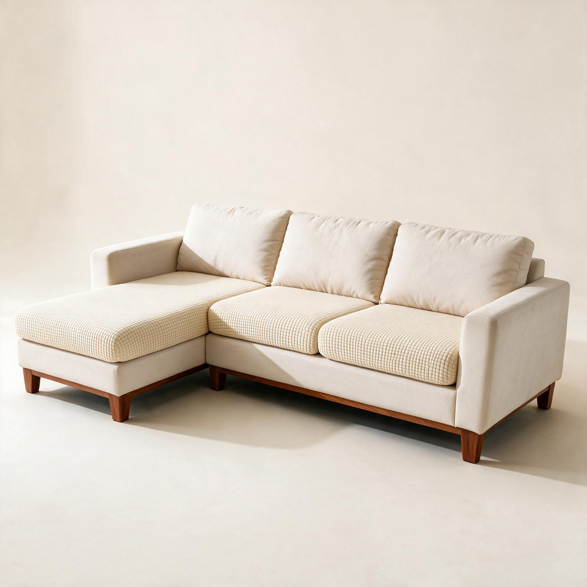 Housse de coussin de canapé Jacquard · Crème · Extensible — Vue d’ensemble