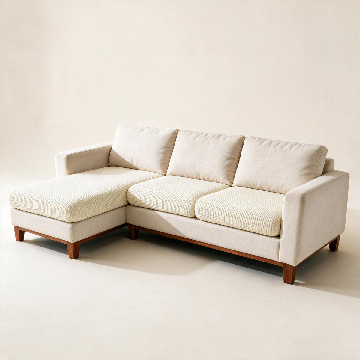 Housse de coussin de canapé Jacquard · Blanc cassé · Extensible — Vue d’ensemble