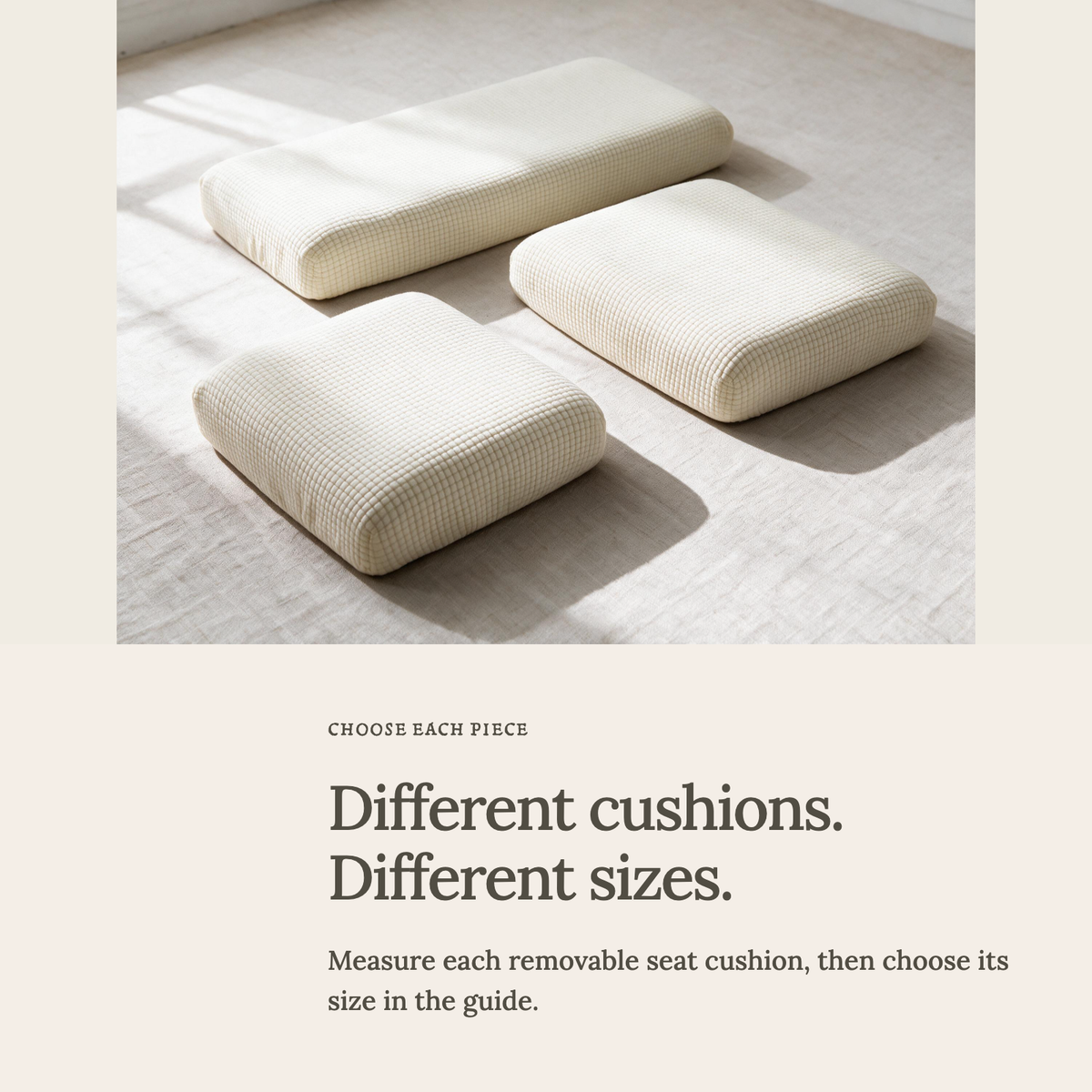 Housse de coussin de canapé Jacquard · Blanc cassé · Extensible — Choisir la bonne taille