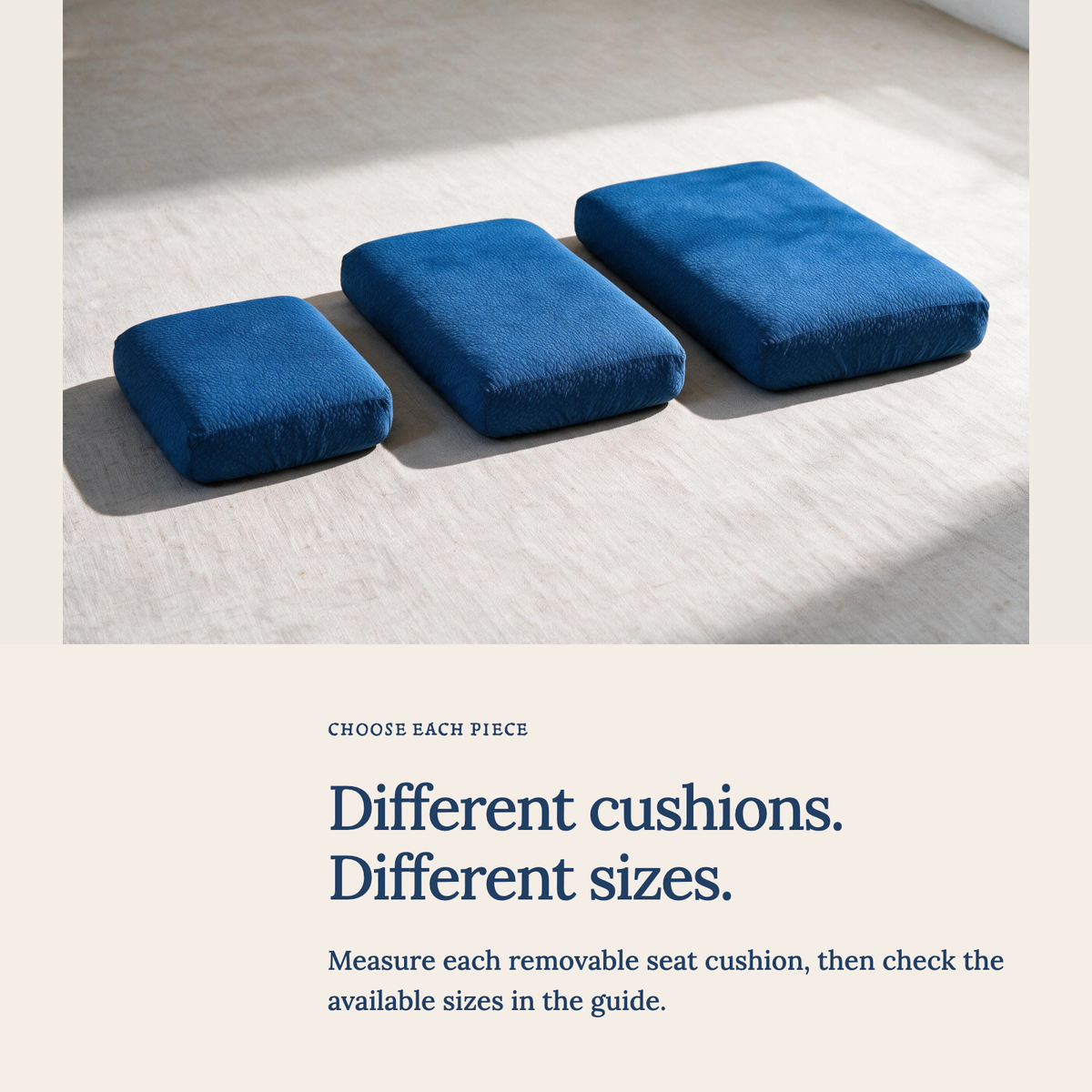Housse de coussin de canapé Imperméable · Bleu foncé — Choisir la bonne taille