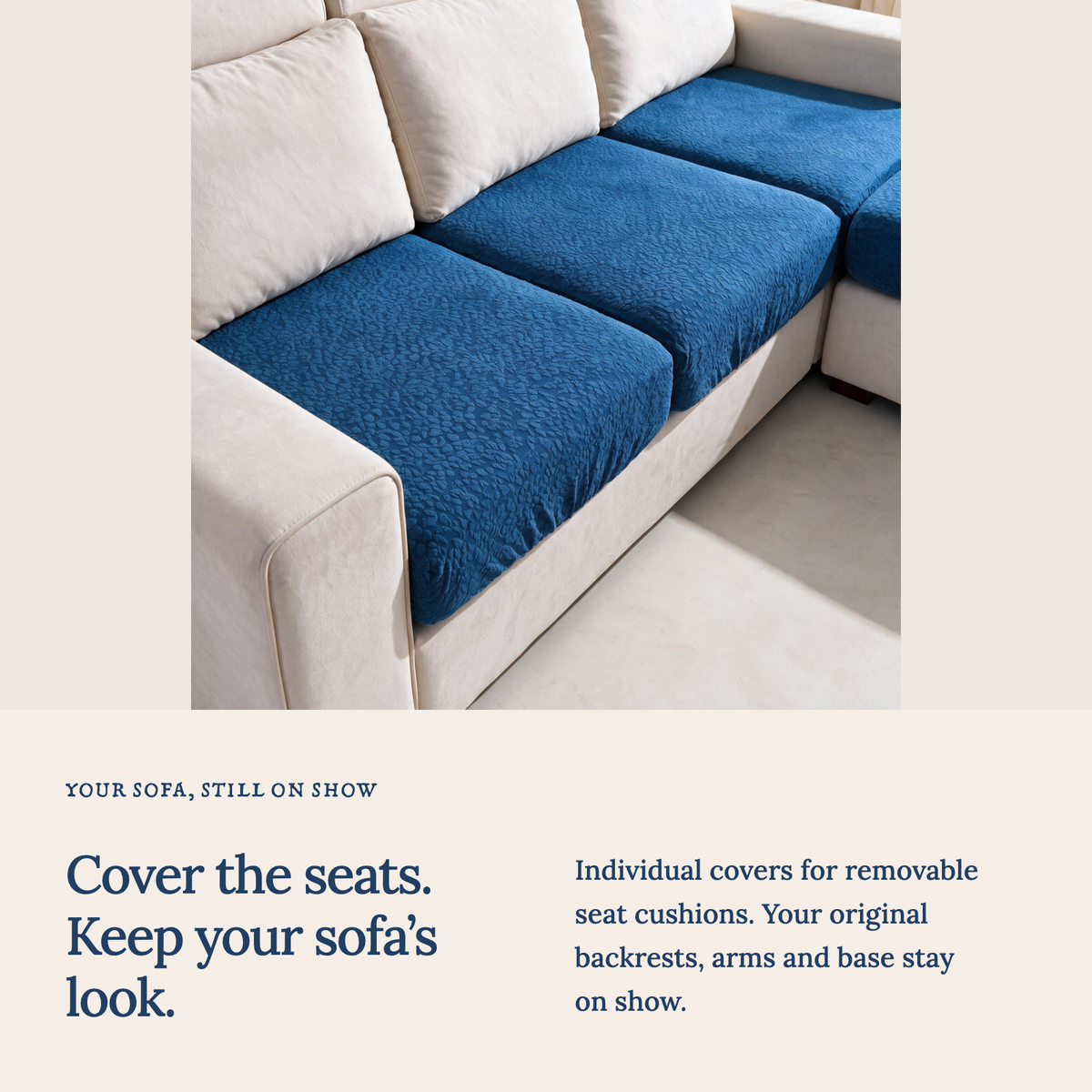 Housse de coussin de canapé Imperméable · Bleu foncé — Une housse pour chaque coussin