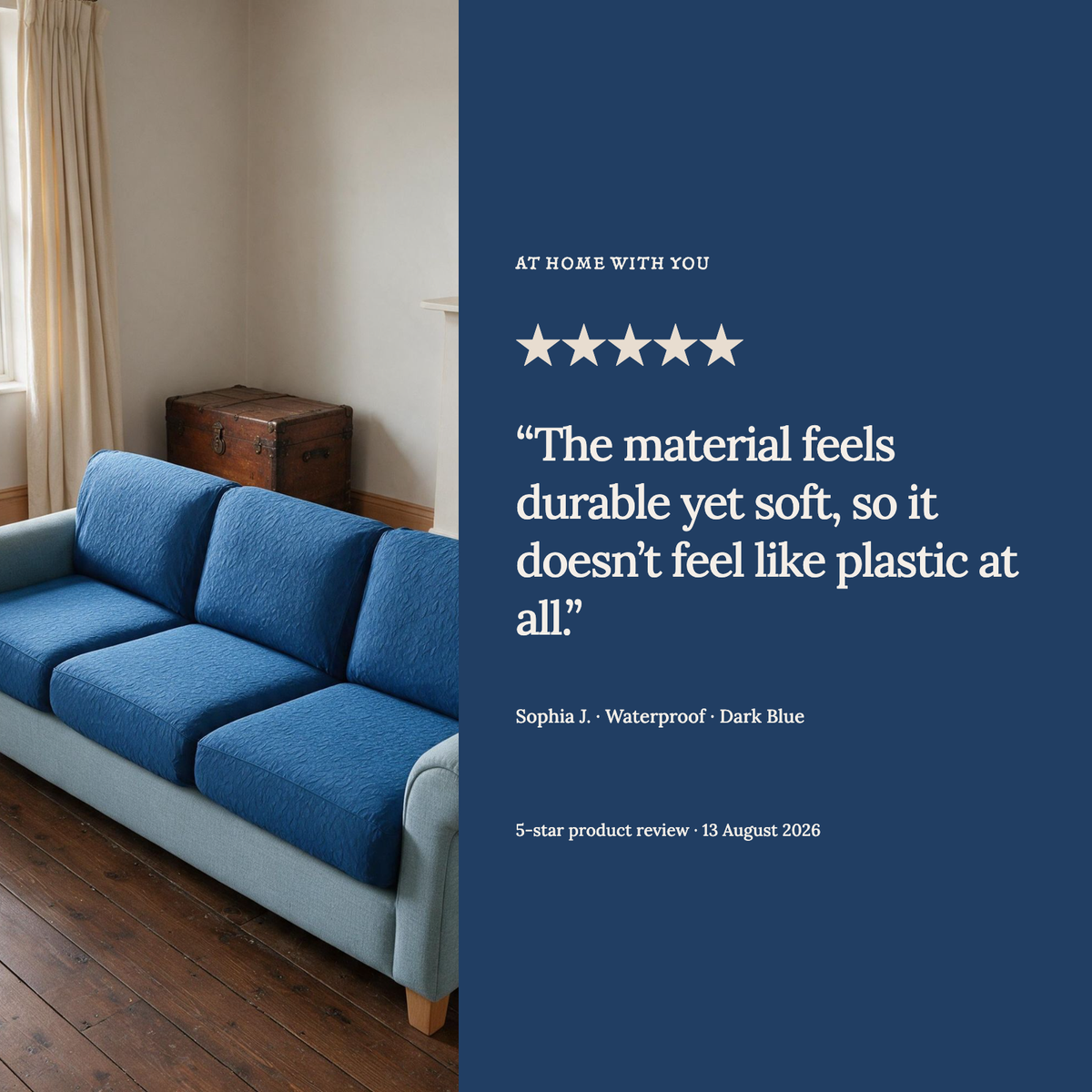 Housse de coussin de canapé Imperméable · Bleu foncé — Un avis sur notre gamme imperméable