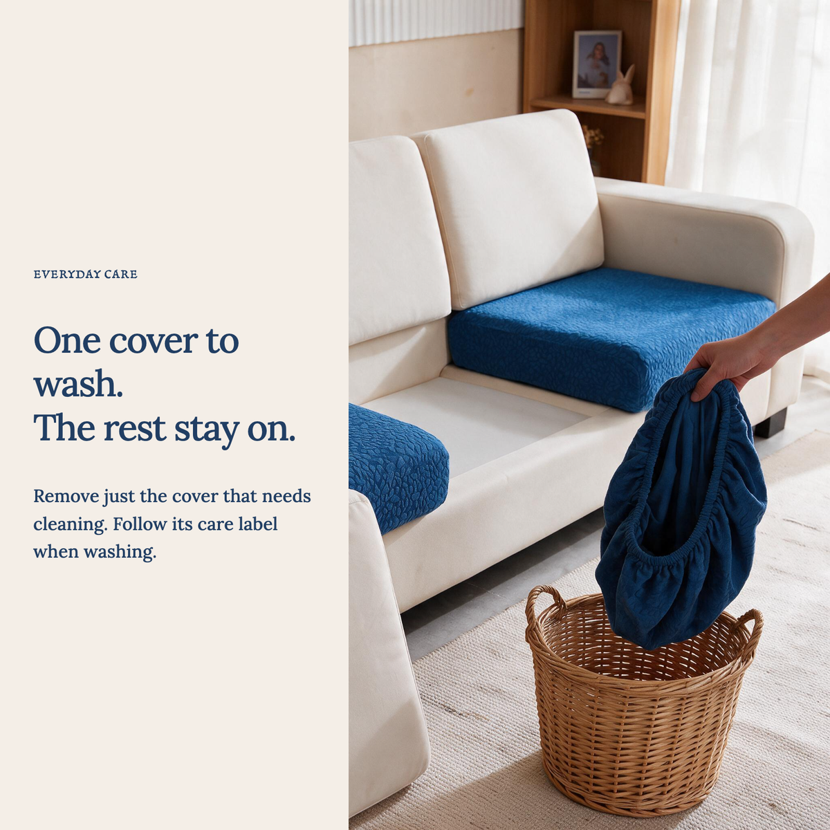 Housse de coussin de canapé Imperméable · Bleu foncé — Lavez une housse sans retirer les autres