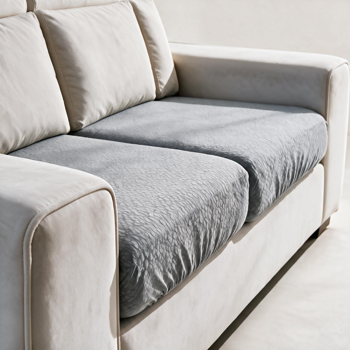 Housse de coussin de canapé Imperméable · Gris clair — Un tissu texturé qui épouse le coussin