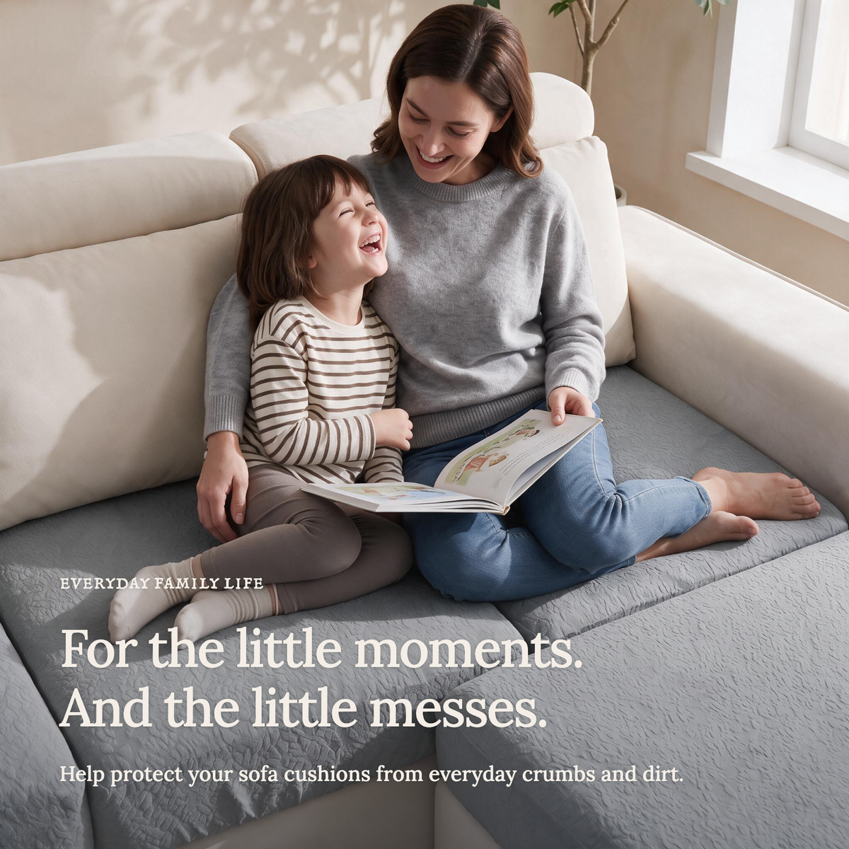 Housse de coussin de canapé Imperméable · Gris clair — Les petits moments du quotidien