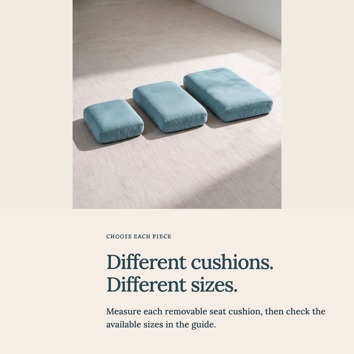 Housse de coussin de canapé Imperméable · Bleu ciel — Choisir la bonne taille