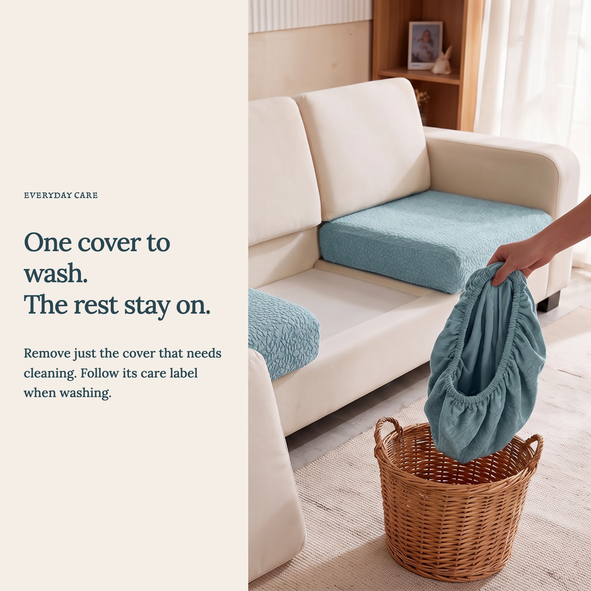 Housse de coussin de canapé Imperméable · Bleu ciel — Lavez une housse sans retirer les autres