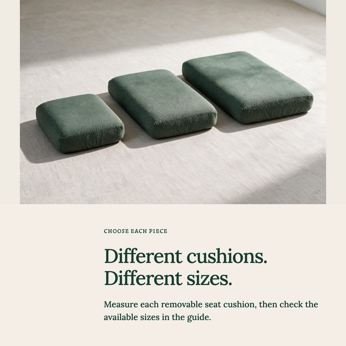 Housse de coussin de canapé Imperméable · Vert forêt — Choisir la bonne taille
