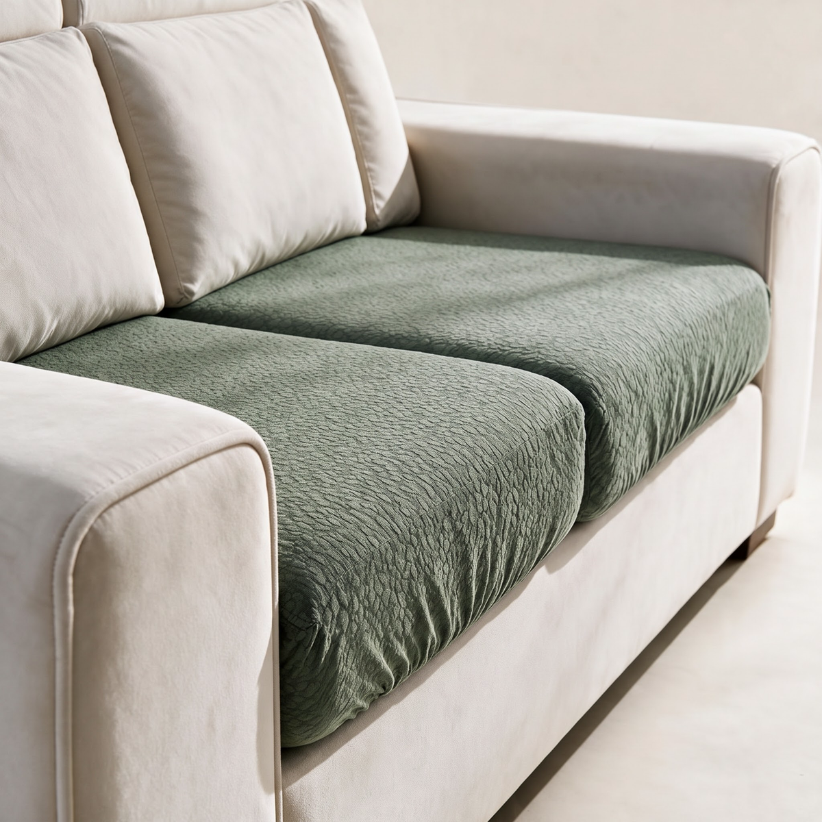 Housse de coussin de canapé Imperméable · Vert forêt — Un tissu texturé qui épouse le coussin