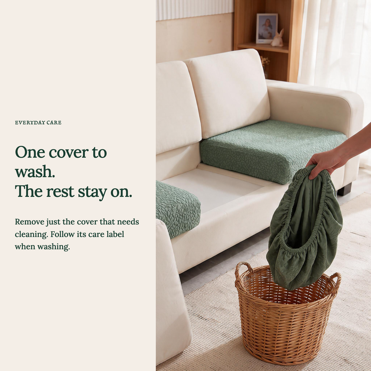 Housse de coussin de canapé Imperméable · Vert forêt — Lavez une housse sans retirer les autres