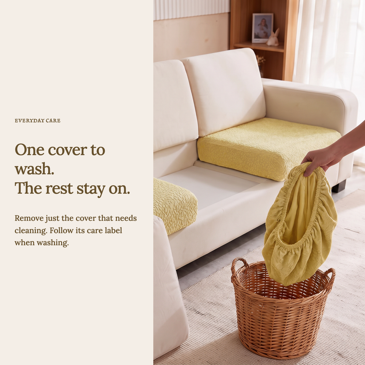 Housse de coussin de canapé Imperméable · Jaune oie — Lavez une housse sans retirer les autres