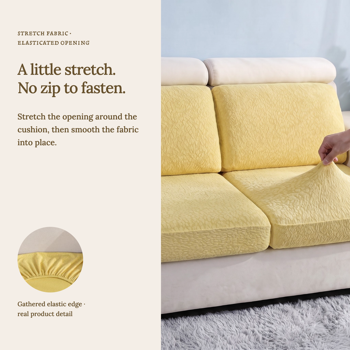 Housse de coussin de canapé Imperméable · Jaune oie — Un tissu extensible, sans fermeture éclair