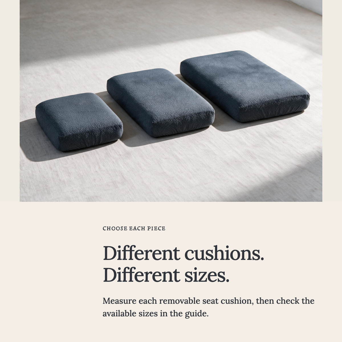 Housse de coussin de canapé Imperméable · Gris foncé — Choisir la bonne taille