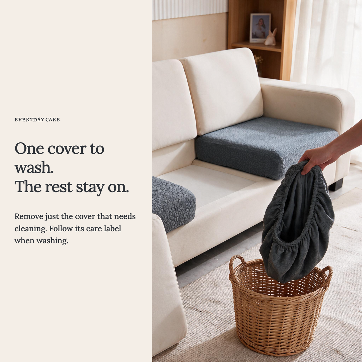 Housse de coussin de canapé Imperméable · Gris foncé — Lavez une housse sans retirer les autres