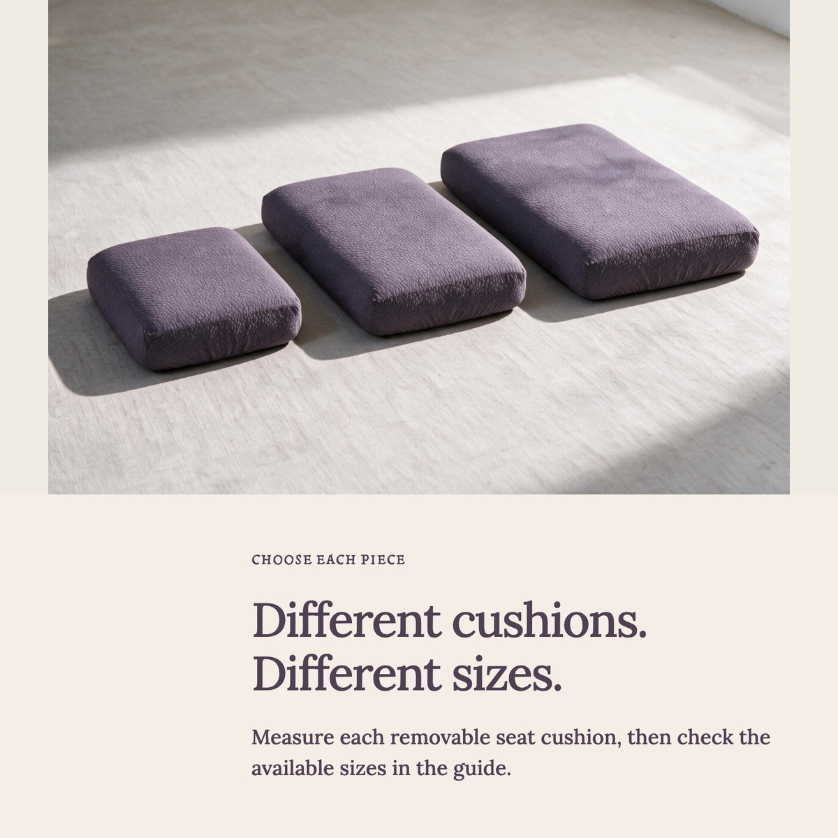Housse de coussin de canapé Imperméable · Violet — Choisir la bonne taille