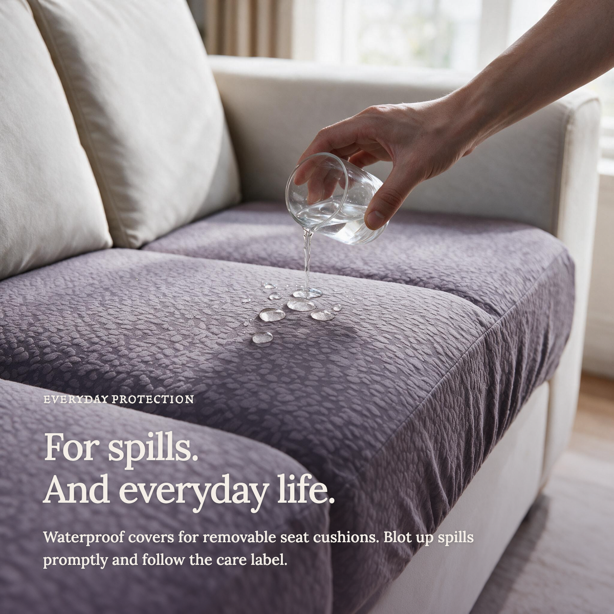 Housse de coussin de canapé Imperméable · Violet — La protection en détail