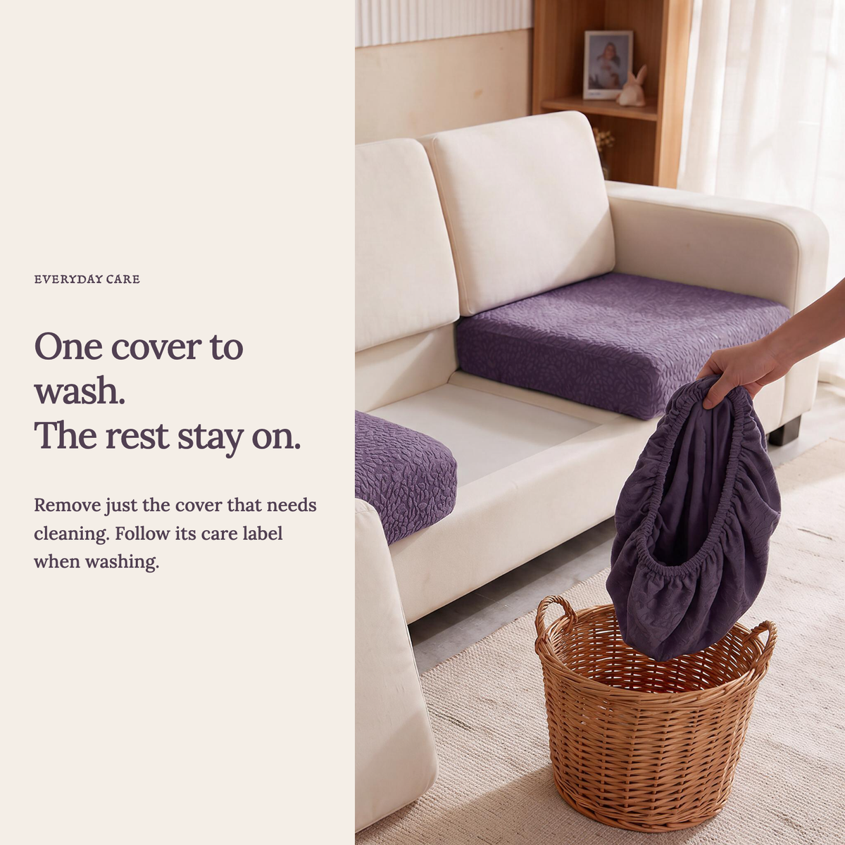 Housse de coussin de canapé Imperméable · Violet — Lavez une housse sans retirer les autres
