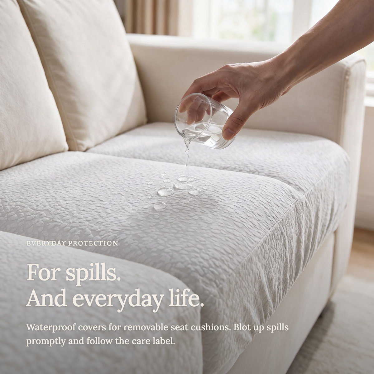 Housse de coussin de canapé Imperméable · Blanc — La protection en détail