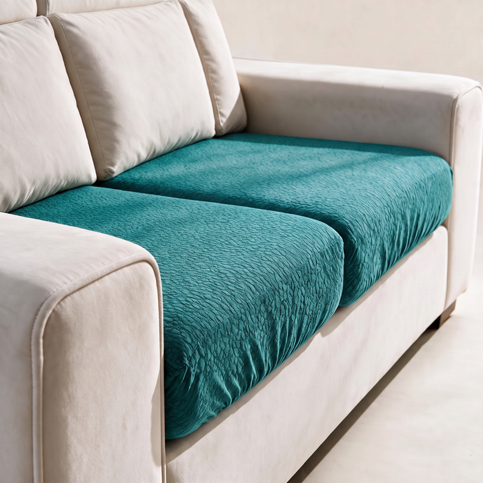 Housse de coussin de canapé Imperméable · Vert émeraude — Un tissu texturé qui épouse le coussin