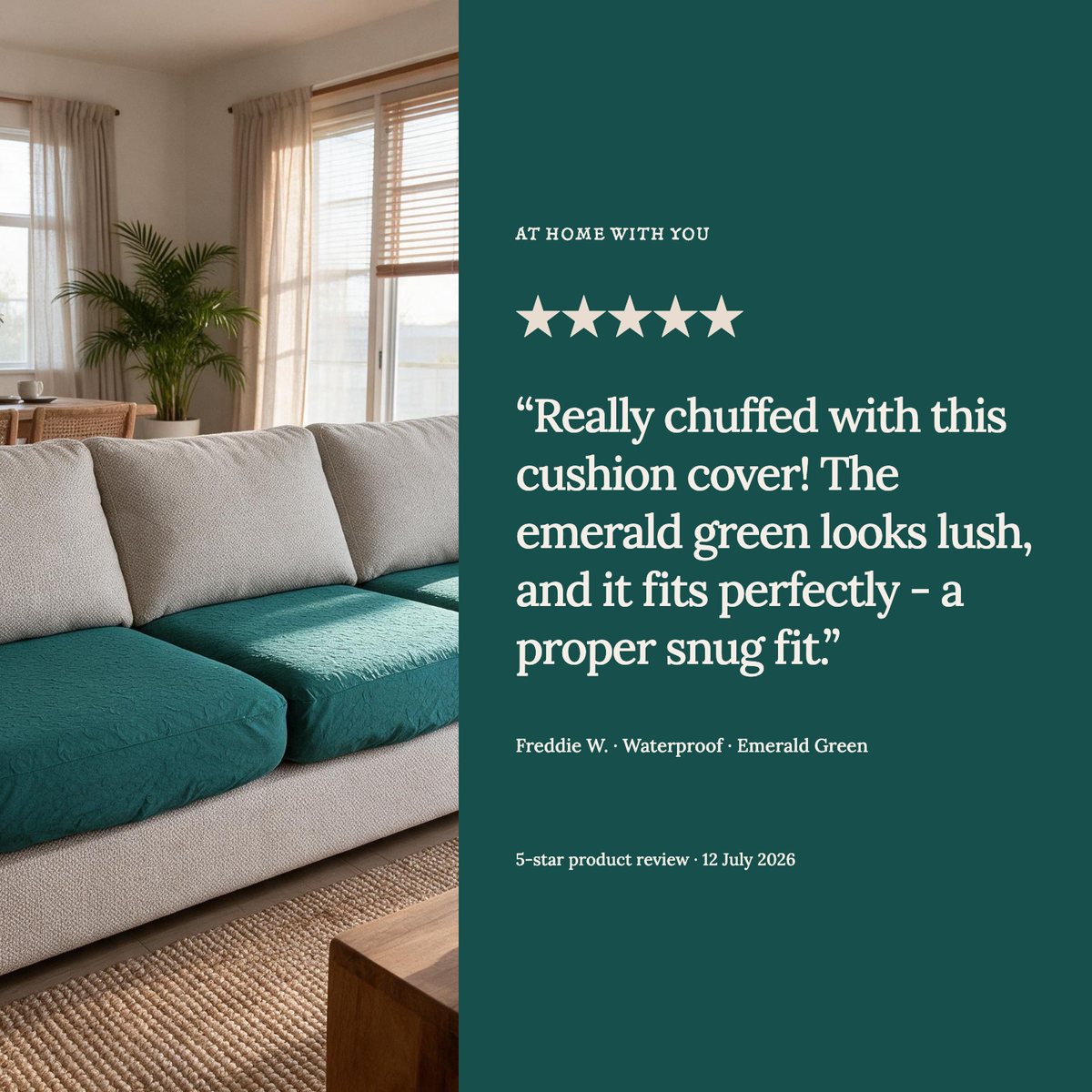 Housse de coussin de canapé Imperméable · Vert émeraude — Un avis sur notre gamme imperméable