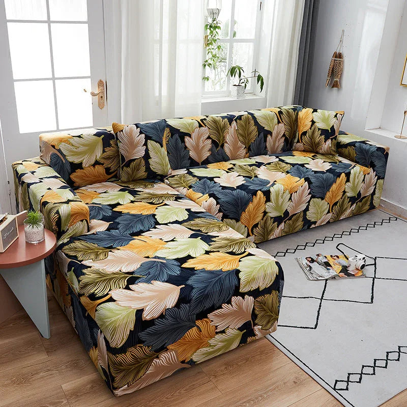 Housse de canapé d'angle Automne · Imprimé · Extensible
