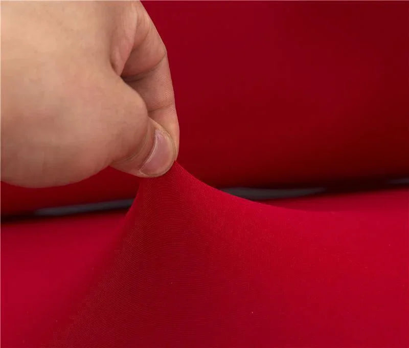 Housse de canapé d'angle Unie · Rouge cerise · Extensible (vue 2)