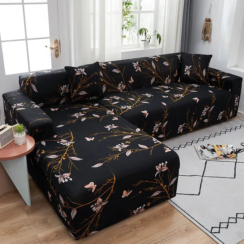 Housse de canapé d'angle Printemps · Imprimé · Extensible