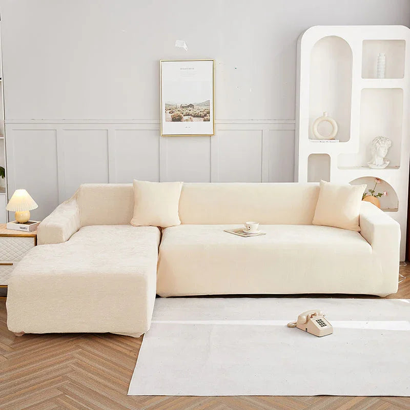Housse de canapé d'angle Luma · Beige · Extensible