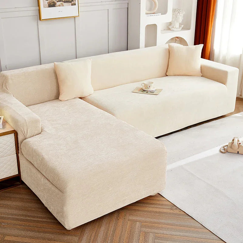 Housse de canapé d'angle Luma · Beige · Extensible (vue 2)