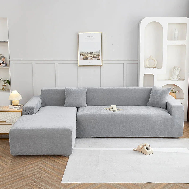 Housse de canapé d'angle Luma · Gris souris · Extensible