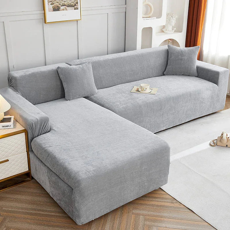 Housse de canapé d'angle Luma · Gris souris · Extensible (vue 2)
