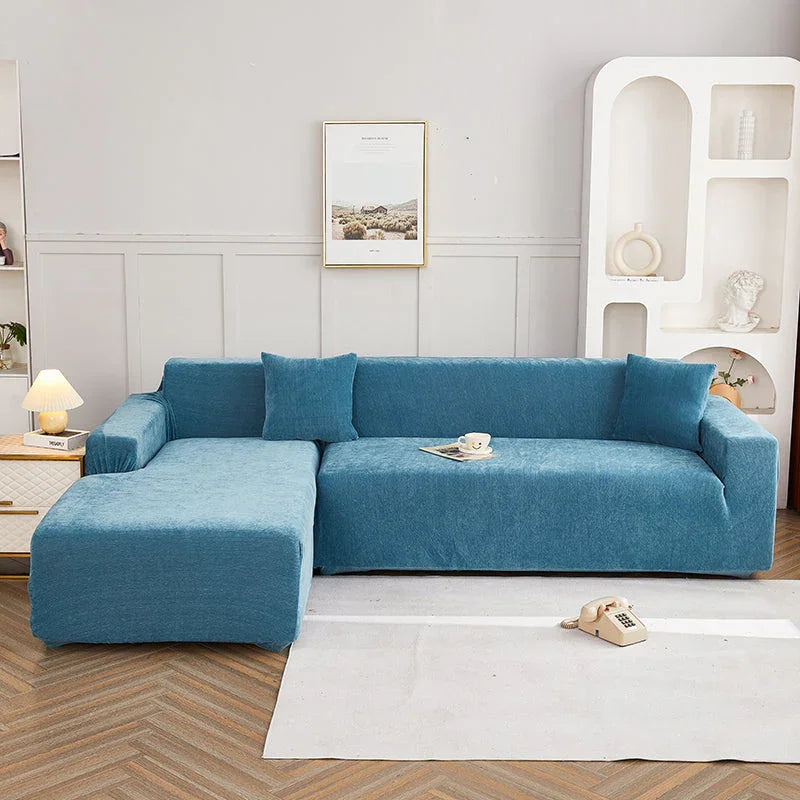 Housse de canapé d'angle Luma · Bleu pétrole · Extensible