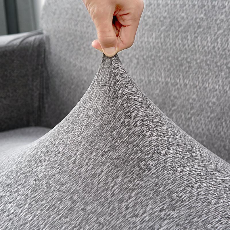 Housse de canapé d'angle Motif moucheté · Gris · Extensible (vue 3)