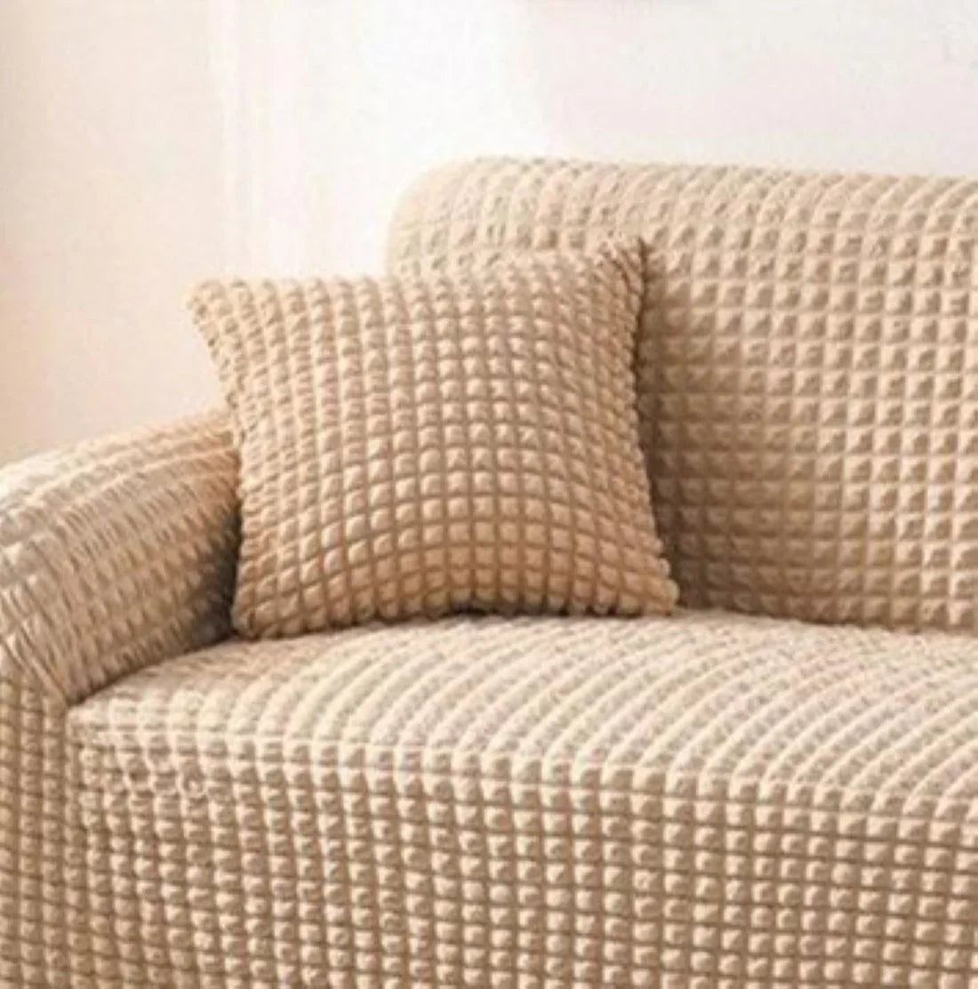 Housse de coussin Tissu gaufré · Beige