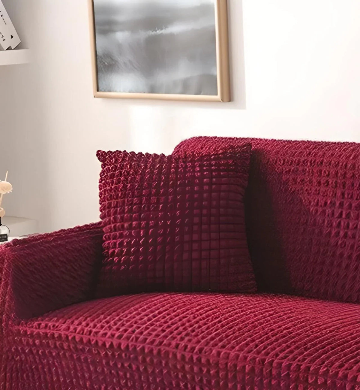 Housse de coussin Tissu gaufré · Rouge cardinal