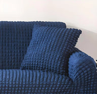 Housse de coussin Tissu gaufré · Bleu foncé