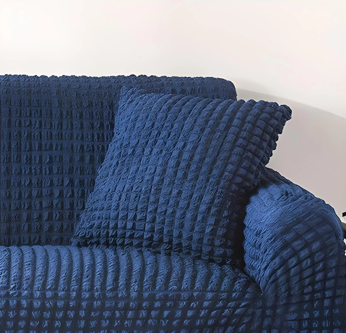Housse de coussin Tissu gaufré · Bleu foncé