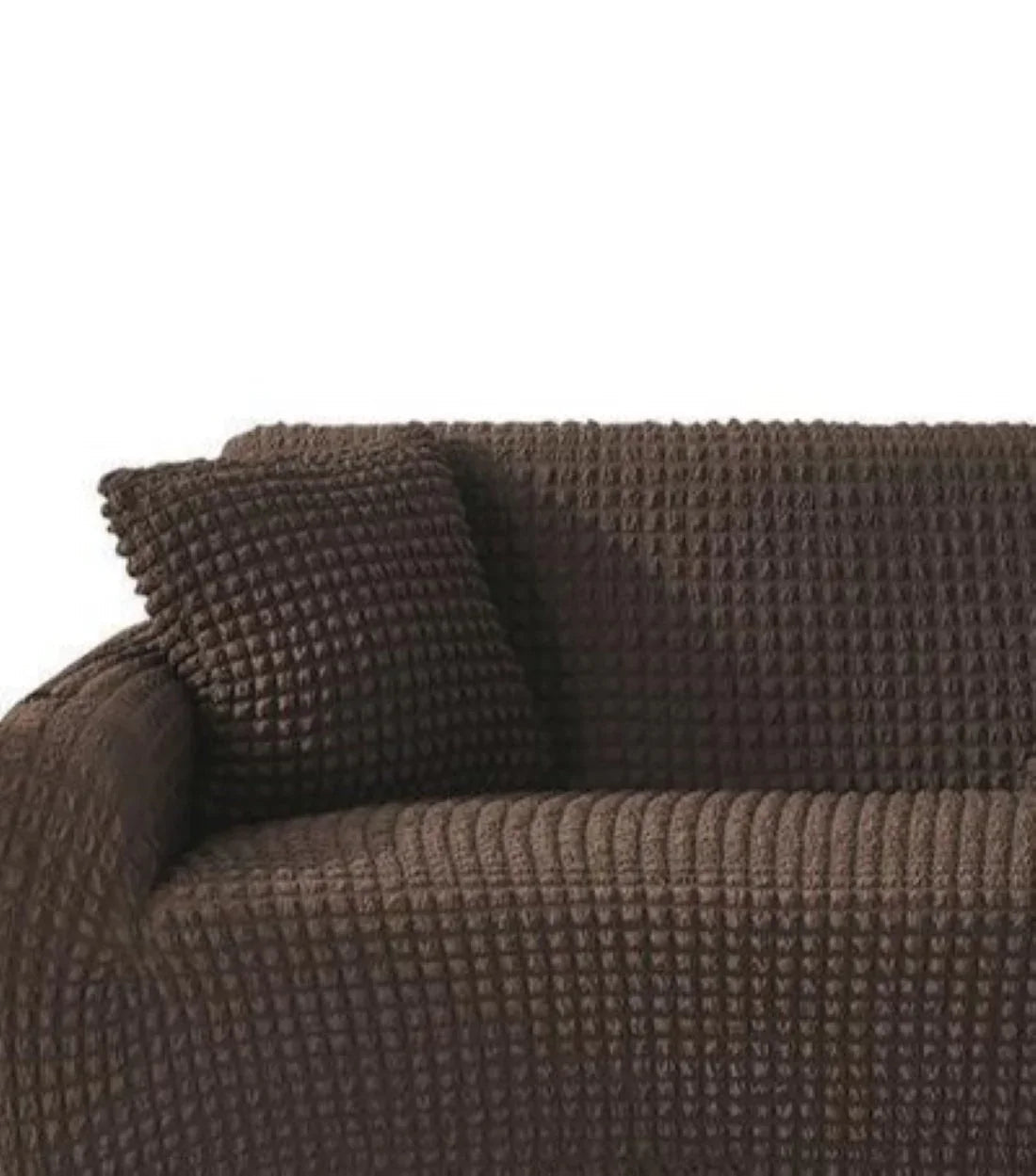 Housse de coussin Tissu gaufré · Marron foncé