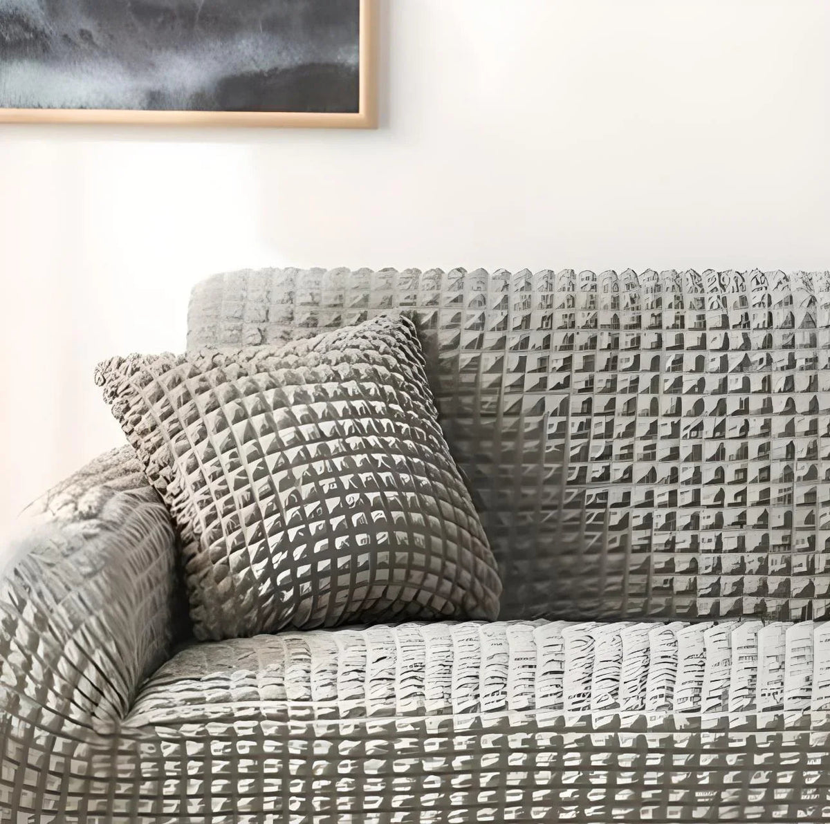 Housse de coussin Tissu gaufré · Gris