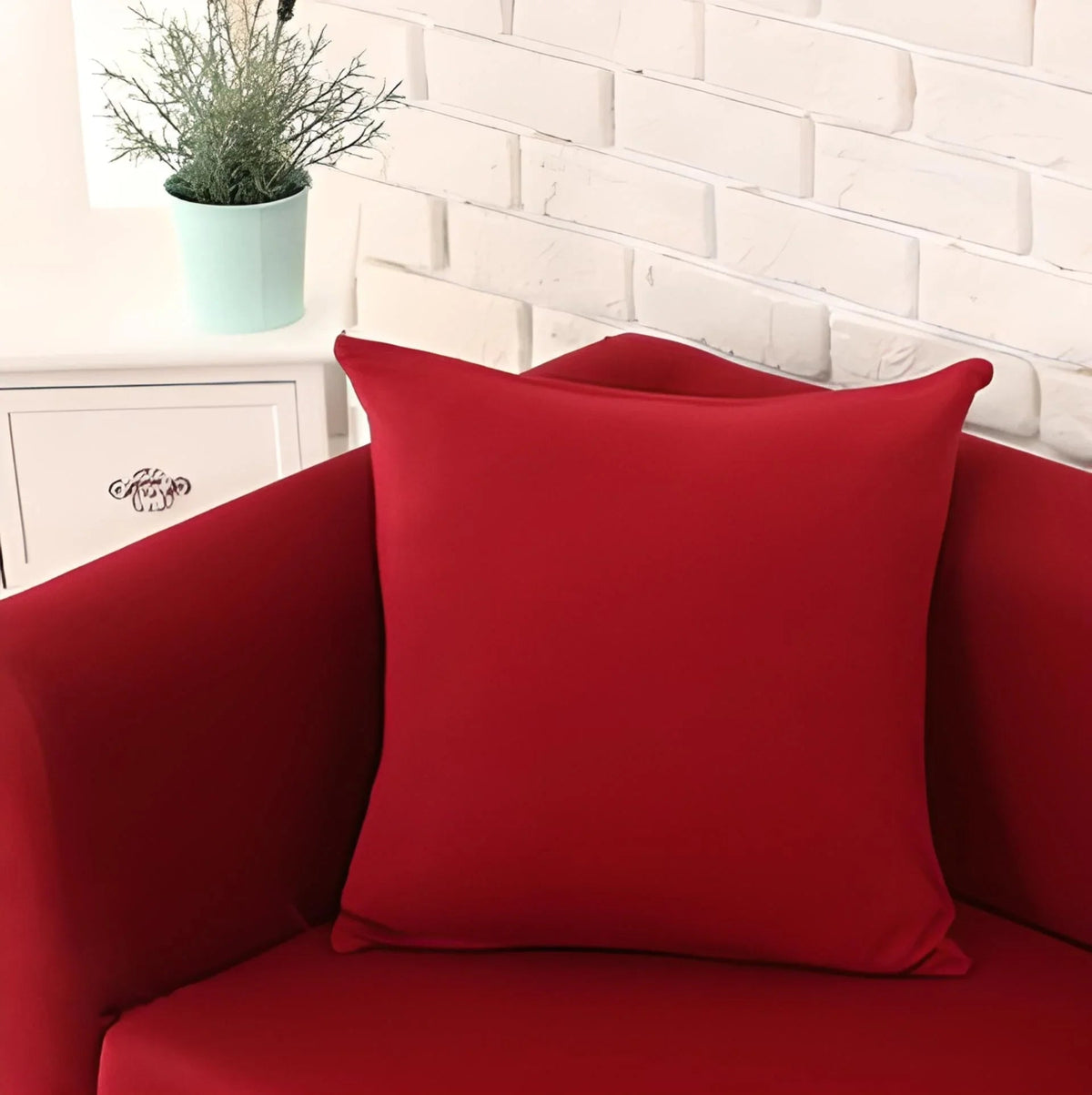 Housse de coussin Unie · Rouge carmin