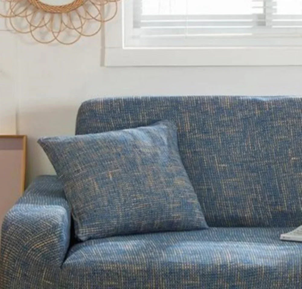 Housse de coussin Effet chiné · Bleu et or