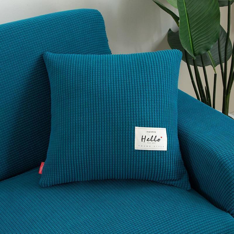 Housse de coussin Jacquard · Bleu canard