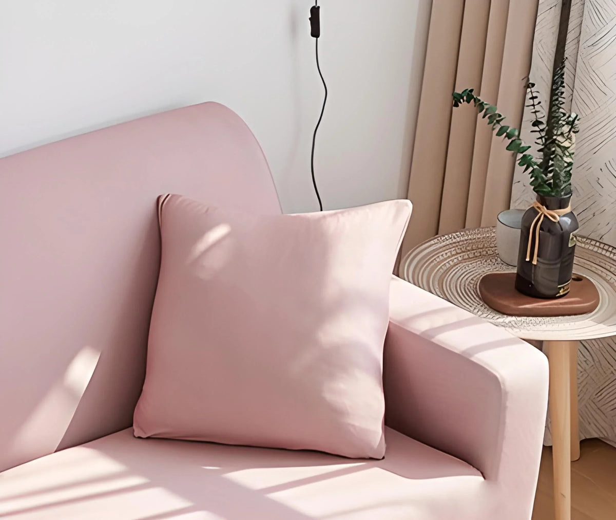 Housse de coussin Unie · Rose poudré