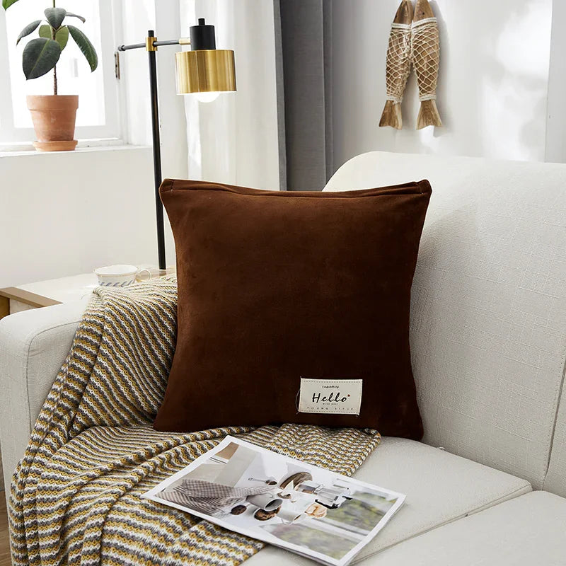 Housse de coussin Velours · Marron