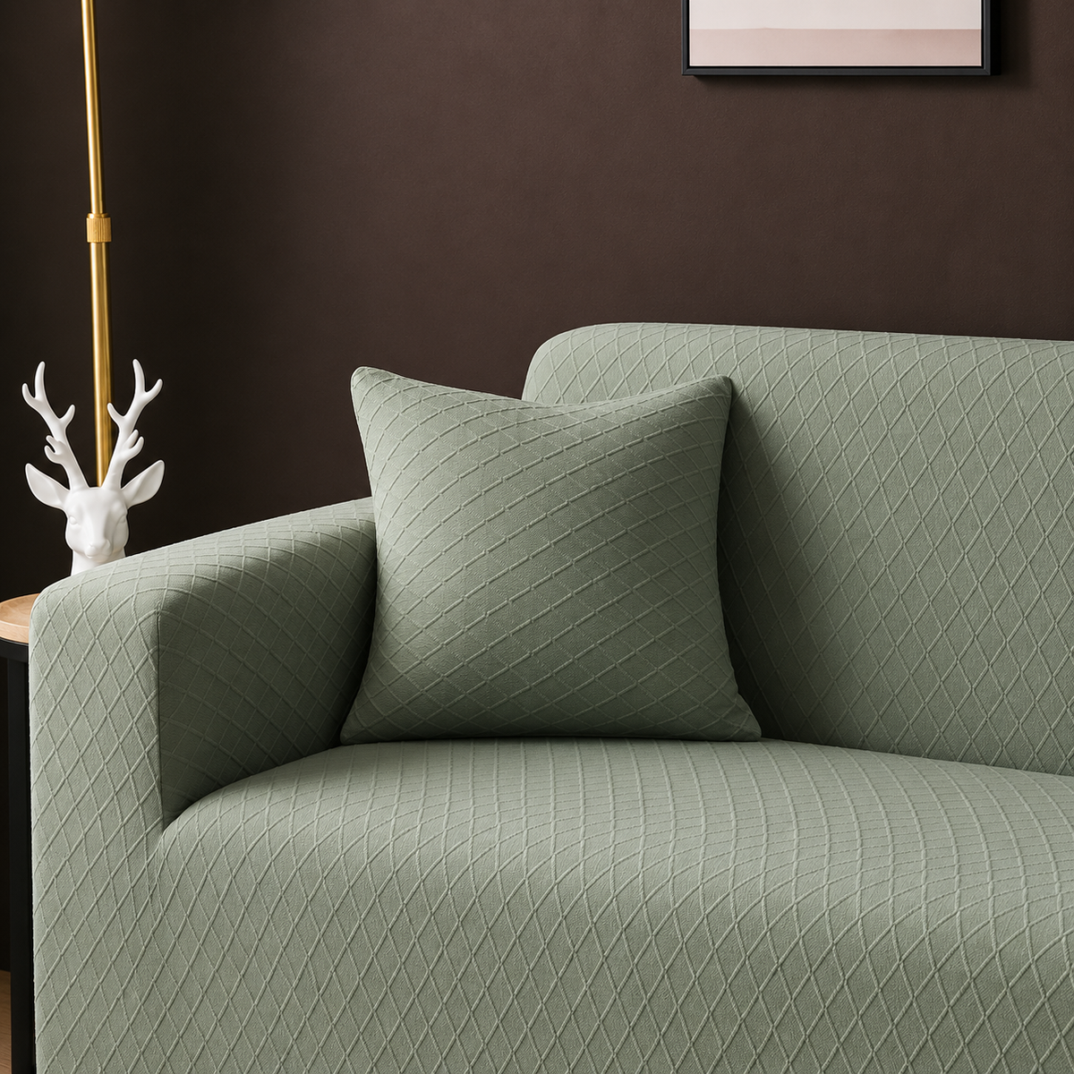 Housse de coussin Jacquard losange · Vert sauge clair (vue 2)