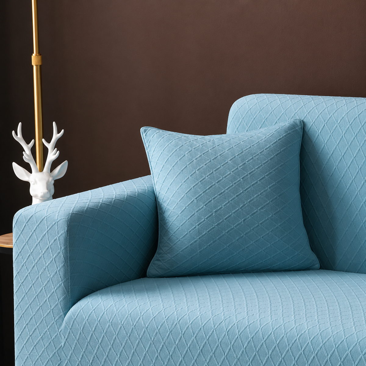Housse de coussin Jacquard losange · Bleu ciel (vue 2)